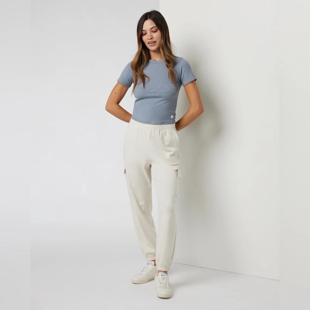 Vuori bone/beige cargo boyfriend joggers small - Picture 2 of 3
